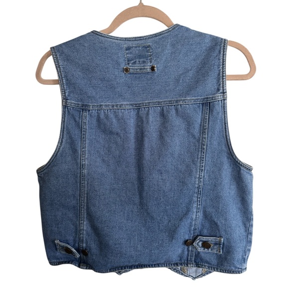 Vintage Solutions Original Denim Vest Western Americana Heart Patch Y2K Medium - Picture 2 of 10